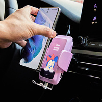 Disney Araçları için Hava Menfezi, Mermer Taban ve Araç Telefonu Standı ile Yüksek Hızlı Kararlı Kablosuz Şarj Otomatik Tutucu