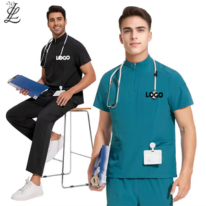 Venta al por mayor con logotipo personalizado antiarrugas suave mujeres Scrubs Hospital peluquería uniforme médico Scrubs enfermera <span class=keywords><strong>Scrub</strong></span> <span class=keywords><strong>Jogger</strong></span> uniformes conjuntos - Product Image 1