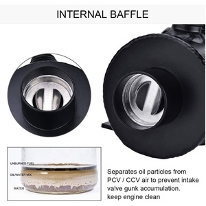 Universal 10AN Baffled Oil Catch Có Thể Thở Có Thể Bằng Van Xả Với Bộ Lọc 2 Cổng Nhôm 750ML Đen - Product Image 4