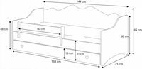 Estructura de Cama Moderna de Princesa Cama para Niña Cama Infantil de Madera Blanca 140 x 70 cm con Cajón para Habitación de Niñas