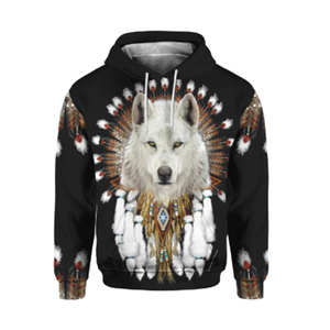 Felpa con Cappuccio da Uomo con Stampa 3D <span class=keywords><strong>di</strong></span> Lupo, Antivento e Traspirante, Novità Autunno/Inverno, Manica Lunga - Product Image 6