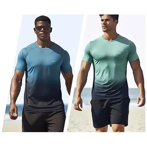 High Quality Men 100% Polyester T Shirt Custom Logo Men's gradient Printed Quick Dry men's shirts