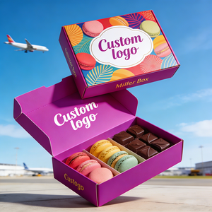 Boîte cadeau de luxe en carton ondulé gaufré personnalisé pour desserts, brownies, biscuits, macarons - Product Image 3