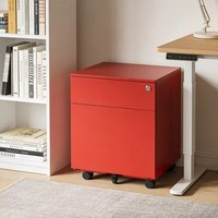 Meuble de rangement mobile en métal moderne à 2 tiroirs avec poignée latérale et serrure à clé pour bureau à domicile, école, atelier, salon