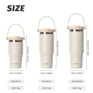 Mug de voyage à double paroi en acier inoxydable 304 de 30 oz avec sublimation brillante, poignée colorée, thermos isolé sous vide, performance thermique de 6 à 12 heures - Product Image 2