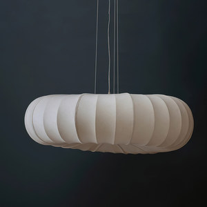 Lustre rond en tissu de style japonais, six ampoules E27, pour la décoration intérieure - Product Image 5