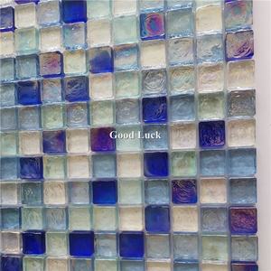 Fantaisie irisé <span class=keywords><strong>Mini</strong></span> carré cristal bleu et blanc verre mosaïque carrelage <span class=keywords><strong>piscine</strong></span> salle <span class=keywords><strong>de</strong></span> bain douche mur carrelage - Product Image 1