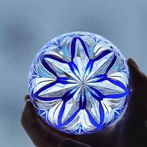 330毫升日式江户纪子老式威士忌不倒翁手工雕刻斜坡 & 钻石图案玻璃蓝色LACC品牌 - Product Image 6