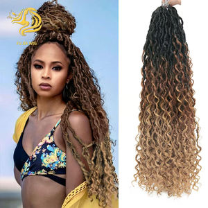 Wispy élastique <span class=keywords><strong>bouclés</strong></span> Crochet <span class=keywords><strong>cheveux</strong></span> 18 pouces 24 brins Faux déesses de la rivière Locs tresses synthétiques pour les femmes - Product Image 1