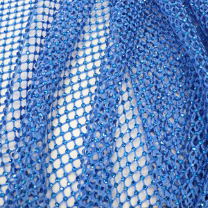 N001 Precio <span class=keywords><strong>de</strong></span> fábrica Rhinestone Bling Net Crystal Fabric Blue Clear Rhinestone Fishnet Fabric Stretch Rhinestone Mesh para ropa - Product Image 2