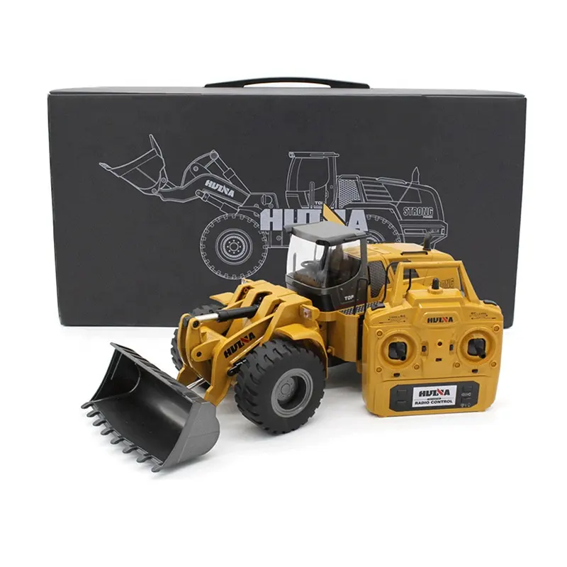 Huina 1583 v4 2.4g 1/14 10ch alloy metal wheel loader model diecast parts remote control construction car rc bulldozer truck toy