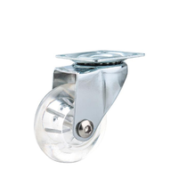 Roue pivotante moderne en PU transparente de 35 mm, légère, avec fonctions anti-corrosion et silencieuses pour meubles de salon