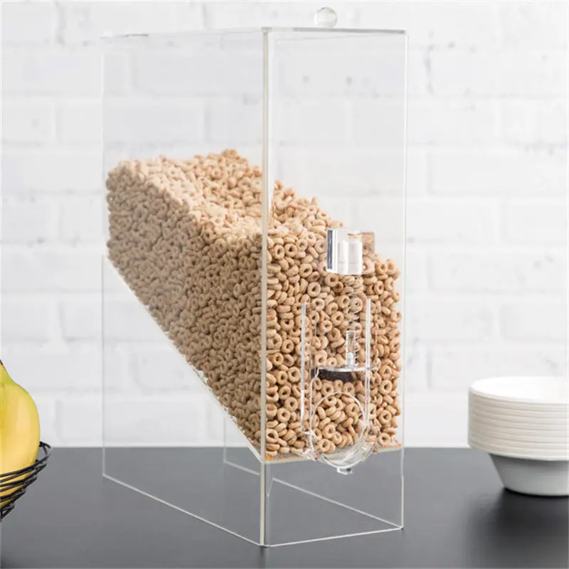 Distributeur de grains de café en acrylique hautement transparent pour les collations aux haricots, design exclusif