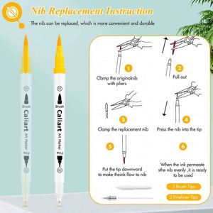 Ensemble de stylos pinceaux marqueurs à double pointe pour dessin artistique et aquarelle, pointe fine 0,4 mm - Product Image 2