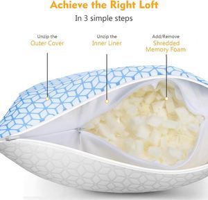 Shredded <b>Memory</b> Foam <b>Pillows</b> Queen Size Cooling Firm <b>Pillows</b> Queen Size 2 Pack for Bed Adjustable for Side Back Stomach Sleepers - Product Image 5