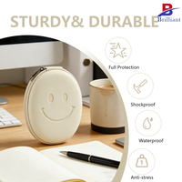 Étui de rangement rigide en EVA personnalisé OEM avec visage souriant, étui de transport portable pour écouteurs, chargeur et accessoires
