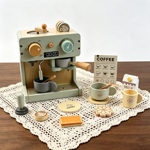 Ensemble de jeu cafetière en <span class=keywords><strong>bois</strong></span> durable, <span class=keywords><strong>jouet</strong></span> de cuisine en <span class=keywords><strong>bois</strong></span> massif pour enfants et tout-petits de 2 à 7 ans, jeu de rôle barista ANNA & BECK - Product Image 1