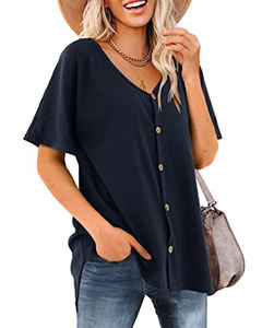 Camisetas <span class=keywords><strong>de</strong></span> uso múltiple, blusas con botones y cuello <span class=keywords><strong>de</strong></span> pico <span class=keywords><strong>de</strong></span> punto transpirable <span class=keywords><strong>para</strong></span> mujer, cárdigans <span class=keywords><strong>de</strong></span> calle clásicos ligeros informales - Product Image 5