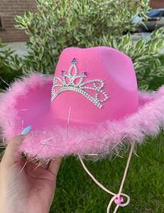 <span class=keywords><strong>Sombrero</strong></span> Vaquero Rosa con Lentejuelas y Corona <span class=keywords><strong>de</strong></span> Tiara para Mujer, Uso en Fiestas <span class=keywords><strong>de</strong></span> las Cuatro Estaciones, Ajustable, con Gafas <span class=keywords><strong>de</strong></span> Corazón y Banada - Product Image 4