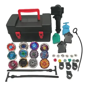 hot sell battling top game with storage box 12 spinning tops 4 launchers 4D metal fusion series gyro set for kids