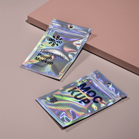 Pochette zip-lock holographique avec logo personnalisé petits sacs hologrammes comestibles en plastique mylar feuille anti-odeur refermable
