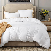 Vente en gros de linge d'hôtel, housse de couette blanche, ensemble de draps ajustés, ensemble de literie 100% coton