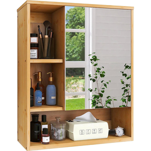 <span class=keywords><strong>Mueble</strong></span> de <span class=keywords><strong>Baño</strong></span> de Bambú Personalizado para Montar en la Pared con Espejo - Product Image 1