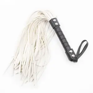 Erotic PU Long Whip SM Training Slave Props Spanking Ass Sex Black Leather Slap Whip with White Tassels
