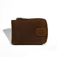Dompet Kartu Akordion Kulit Sapi RR Crazy Horse, Dompet Kartu Resleting Multi Slot Anti RFID, Dompet Kartu Identitas Kulit Sapi Logo Kustom