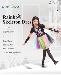 Costume de sorcière <span class=keywords><strong>d</strong></span>'Halloween pour enfants, <span class=keywords><strong>d</strong></span>éguisement de squelette arc-en-ciel pour filles - Product Image 3