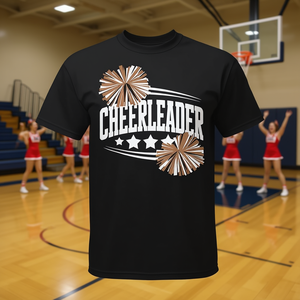 T-shirt de pom-pom girl noir avec motif pompon pour équipe de cheerleading - Product Image 3