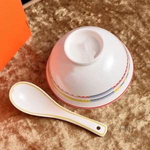 Ensemble de six bols mignons en porcelaine fine motif licorne avec cuillères pour la maison – Bols à riz domestiques - Product Image 6