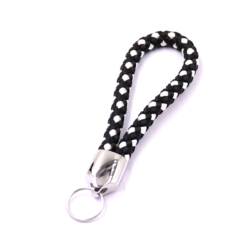 Новые товары, прямые заводские настраиваемые модные красивые цветные черные с белым плетеным нейлоновым веревочным брелоком