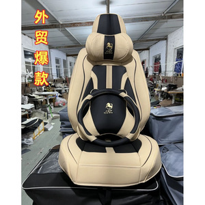 Coussin de <span class=keywords><strong>siège</strong></span> arrière de voiture OLIVER en cuir pleine fleur de luxe, motif <span class=keywords><strong>cheval</strong></span> doré, toutes saisons, pour le commerce extérieur - Product Image 2