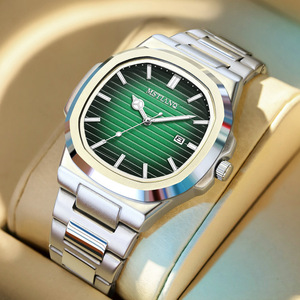 Nouvelle Arrivée 2024 Montre Homme Carrée en Alliage avec Bracelet Acrylique, Cadran Lumineux à Quartz, Style Affaires, Calendrier, Cadran à Aiguilles 42mm - Product Image 1
