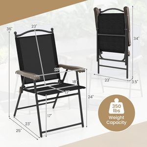 <span class=keywords><strong>Giantex</strong></span> Lot de 2 chaises de salle à manger pliantes pour patio, utilisation en extérieur, pelouse, camping, jardin, piscine, plage, cour, salon, sans assemblage, noir - Product Image 3