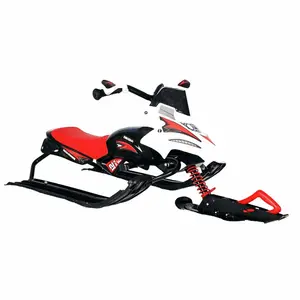 Snow Racer with Steering Wheel and Twin Breaks Snow Sledge Toboggan Snowboard Ski Sled Slider Board for Outdoor Activities Adult
