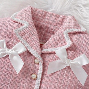 Ensemble de vêtements pour bébé fille de 0 à 2 ans, 2 pièces, <span class=keywords><strong>manteau</strong></span> rose à nœud papillon, jupe à volants - Product Image 4