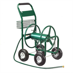 Enrouleur de tuyau d'arrosage 90 mètres avec roues et panier pour l'arrosage extérieur - Product Image 3