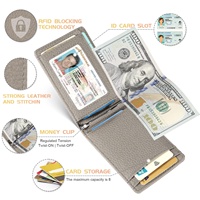 Porte-monnaie en cuir véritable Rfid Brosse antivol Multifonctionnel Banknote Clip Layer Card Bag