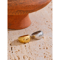 JINYOU 7067 Neuerscheinung Einfacher Metall-Fingerring Wasserdicht PVD 18K Vergoldet Edelstahl Breiter Ring für Damen Schmuck Geschenk