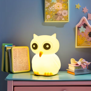 Lampu LED Mini USB Portabel Silikon Sentuh Kontrol Saklar di Samping Tempat Tidur Kawaii Lucu Bentuk Burung Hantu Warna Berubah Personalisasi Lampu Malam - Product Image 2