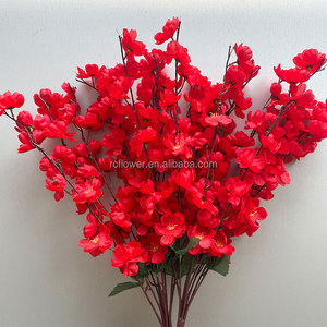 Ramo de flores de melocotón Flores artificiales de seda <span class=keywords><strong>Flor</strong></span> de cerezo Flores artificiales de melocotón para decoración de boda - Product Image 2