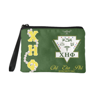 Porte-monnaie de haute qualité avec lettres grecques de sororité, imprimé perles, fermeture éclair, pochette à poignet, logo personnalisé, cadeau pour sœur de sororité