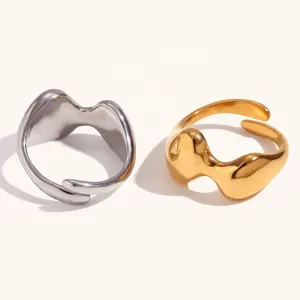 Anillo de estilo de fusión de diseño único de Dingran, joyería chapada en oro de acero inoxidable sin deslustre, joyas alcaldes