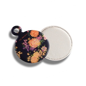 Advertising <b>Small</b> Circle <b>Round</b> Epoxy Logo <b>Mirror</b> Custom Leather Pocket Stainless Steel <b>Mirror</b> - Product Image 6