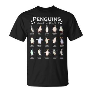 Camiseta Penguins Around The World para adultos, unisex, negra, 100% algodón, diseño gráfico - Product Image 1