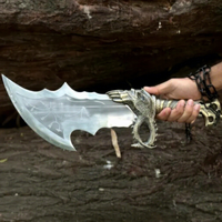 Hache tactique Dragon Head Tomahawk, lame en acier inoxydable, pour la survie en extérieur, usage DIY, manche en bois de 400 mm