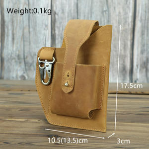 Sac banane rétro en cuir de vache véritable Andong, style Crazy Horse, pour homme, idéal pour les activités de plein air et le sport, avec pochette pour téléphone et portefeuille. - Product Image 2