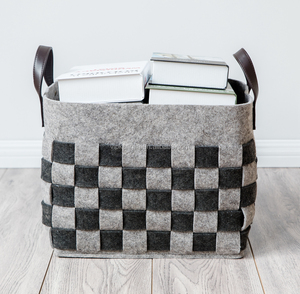 Cestino Portaoggetti per Bagno <span class=keywords><strong>in</strong></span> <span class=keywords><strong>Feltro</strong></span> Fatto a Mano con Manici <span class=keywords><strong>in</strong></span> PU, Colori e Design Personalizzabili, Dimensioni e Accessori Inclusi - Product Image 5